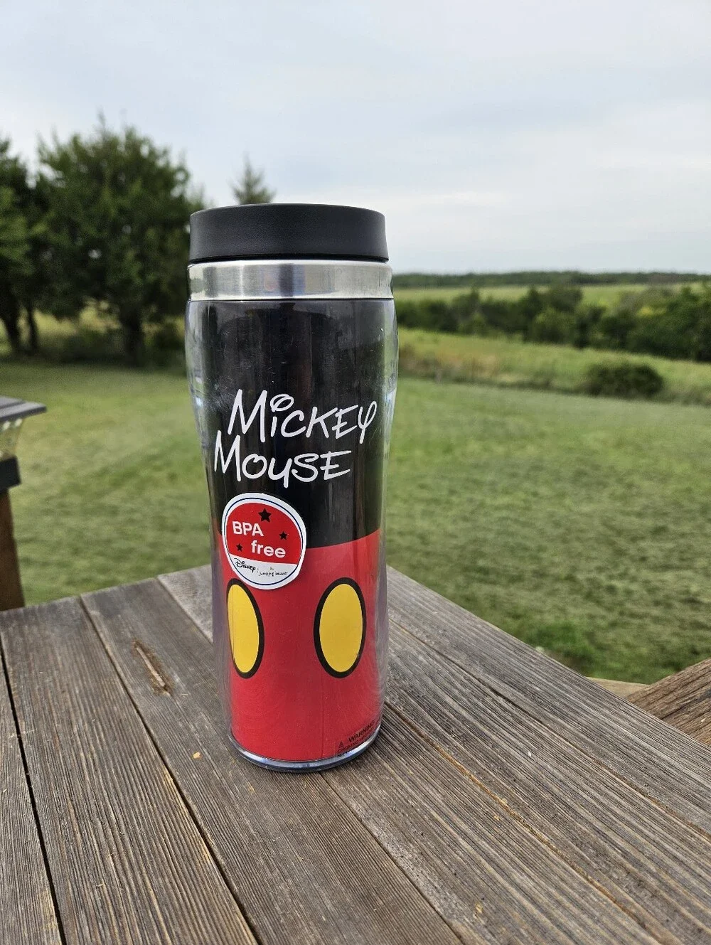 Disney Mickey Mouse Insulated Travel Mug Tumbler Cup Red Black 16oz